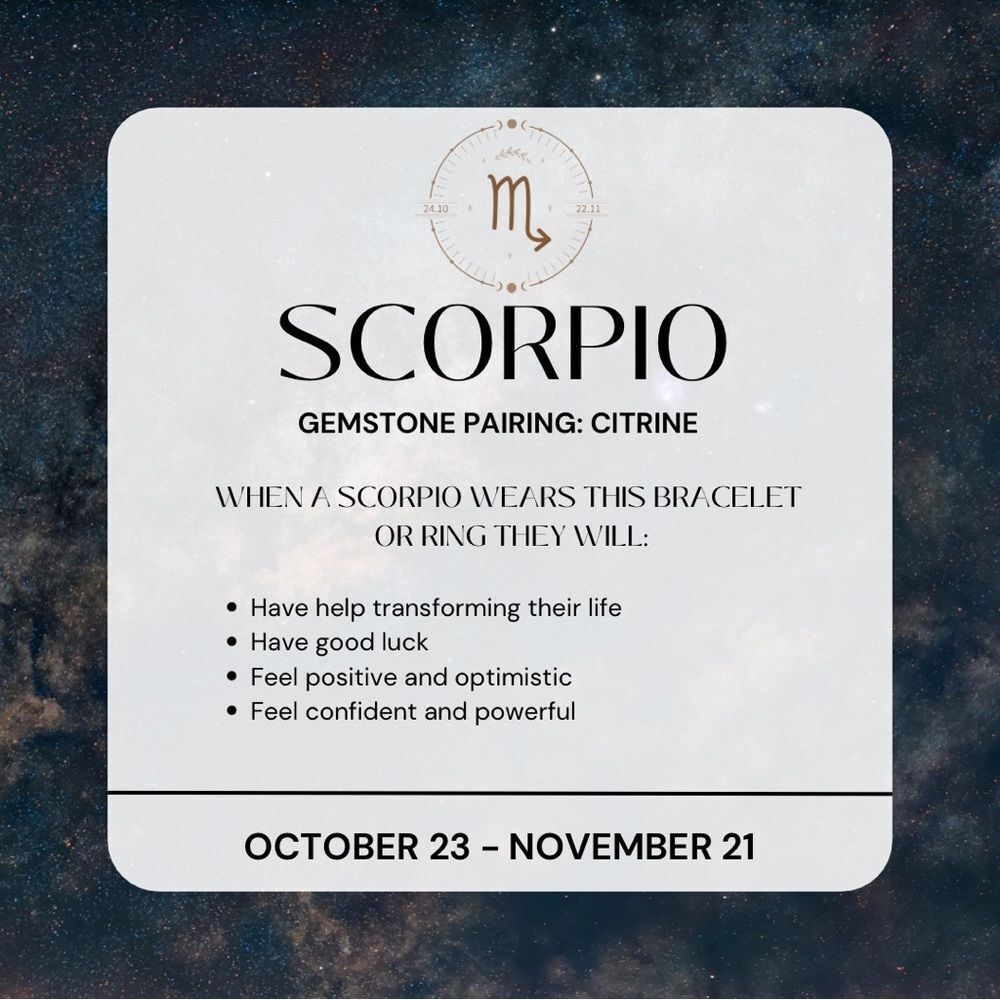 NWT Wool + Pepper Co. Scorpio + Citrine Bracelet - Zodiac x Gemstone Collection